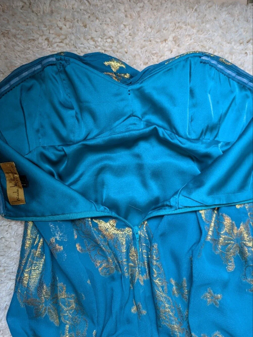 Nicole Miller Strapless Silk Chiffon Dress 8
